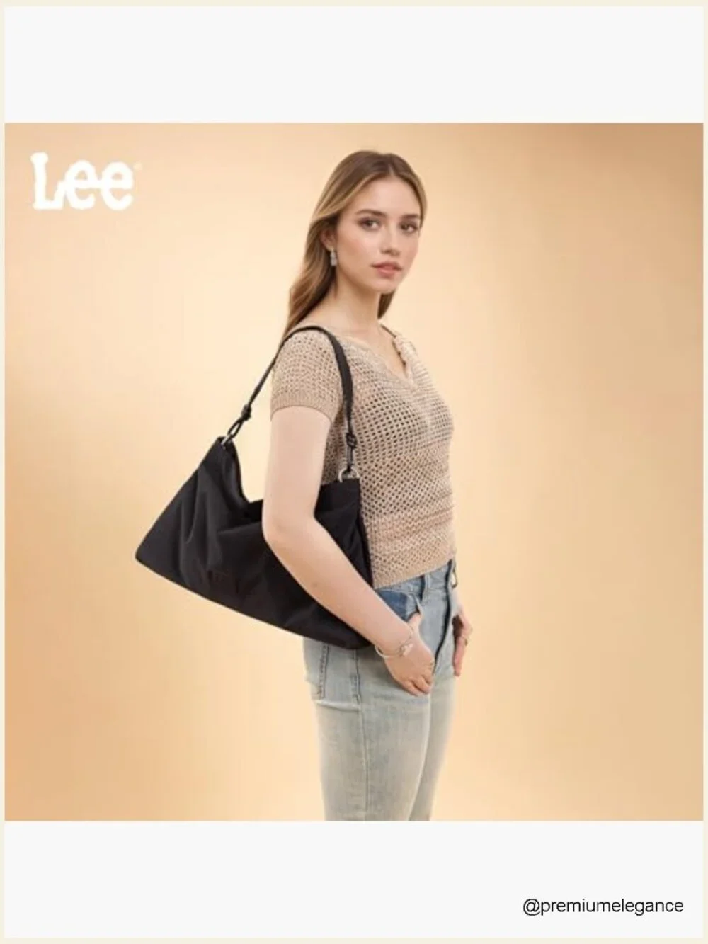 Large Nylon Hobo Crossbody Bag with Adjustable Strap